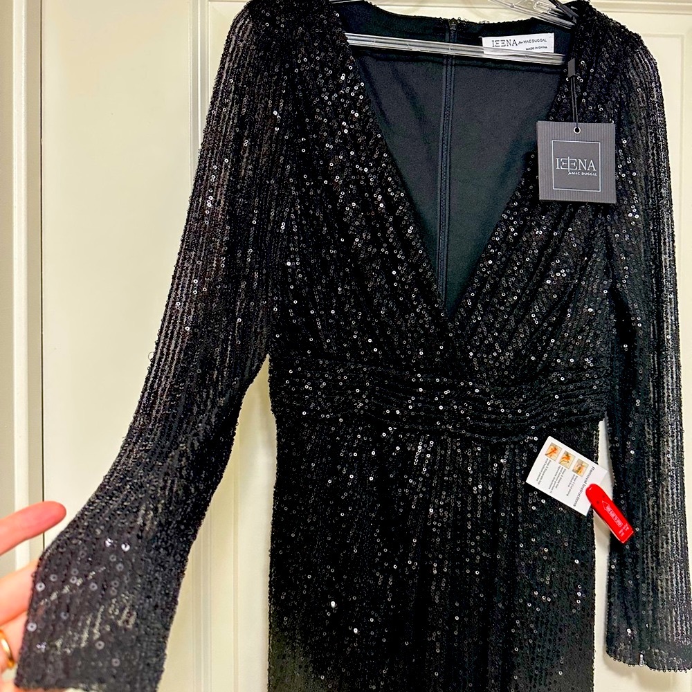 Black Sequined gown by leena for Mac Duggal